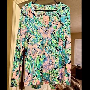NWOT Lilly Pulitzer Etta Long Sleeve Top in Bermudaful XL